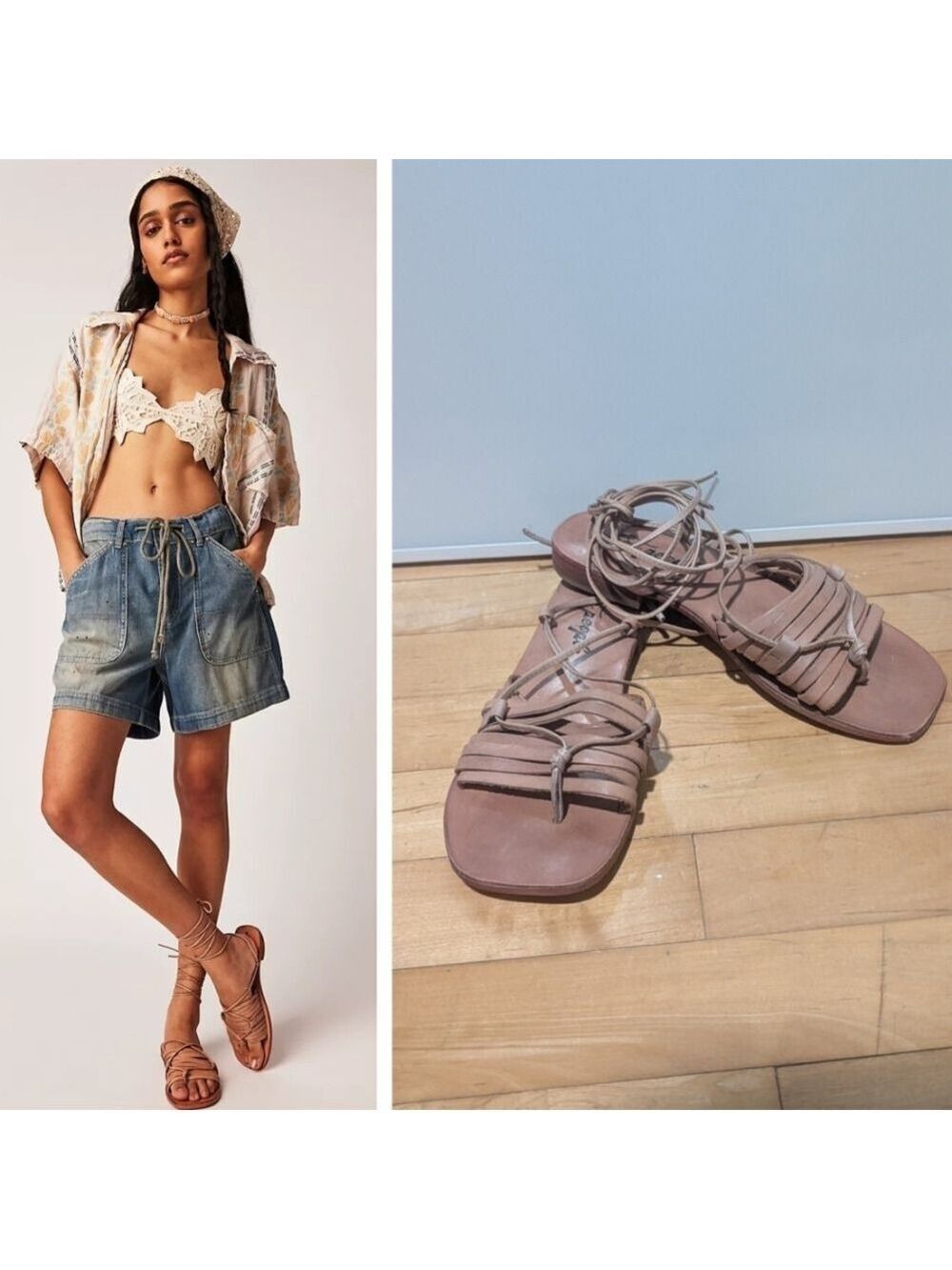 NWT Free People | Cami Huarache Wrap Sandals